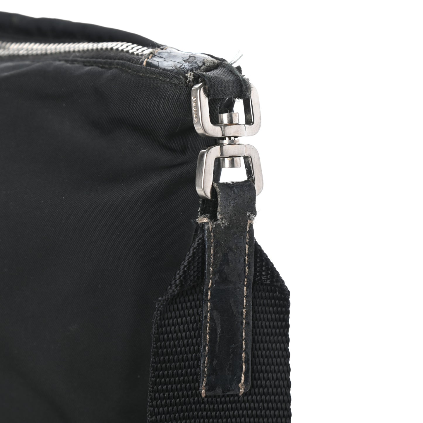 Tessuto Nylon Calfskin Flat Messenger Bag Black