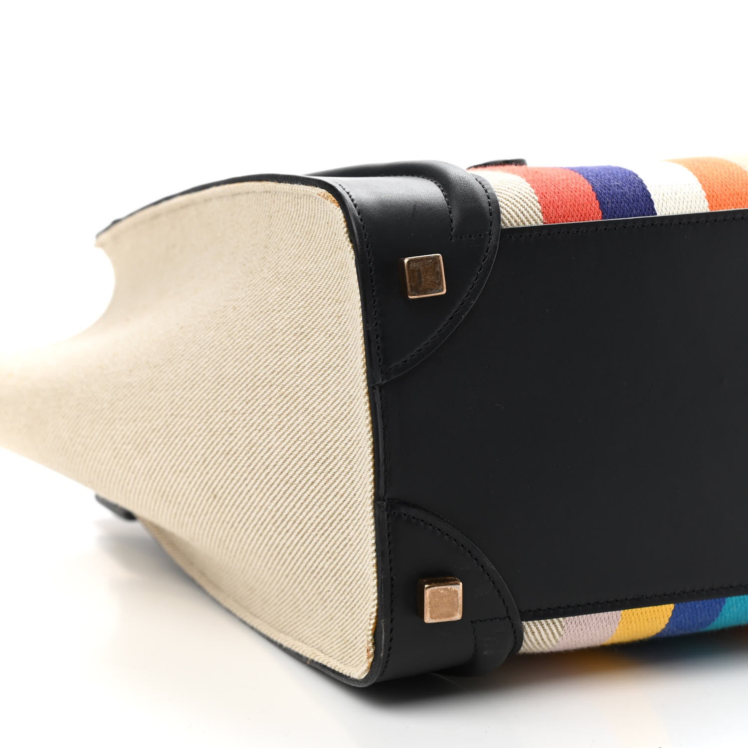 Celine Smooth Calfskin Striped Canvas Micro Luggage 7 of 14