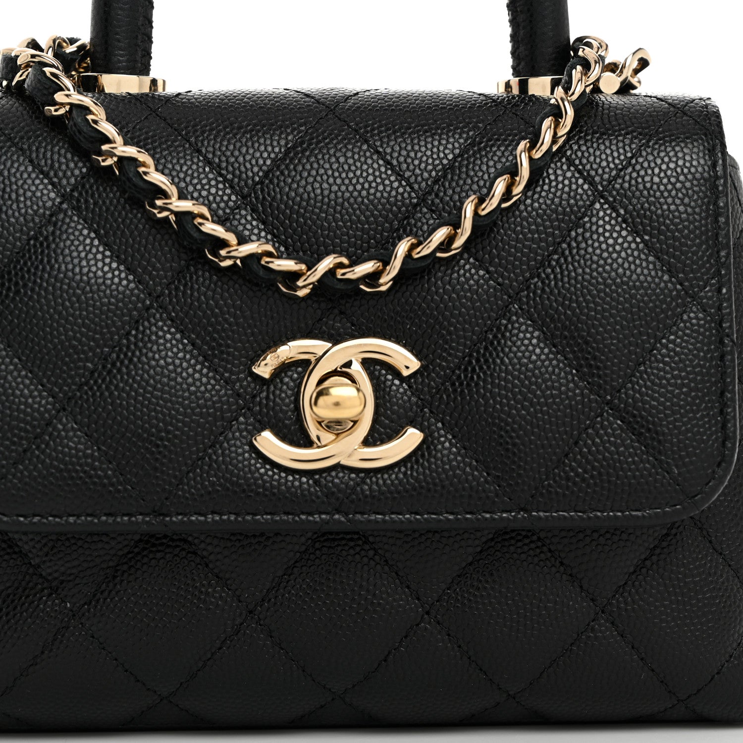 Chanel Caviar Quilted Coco Handle Clutch With Chain Black 8 of 10