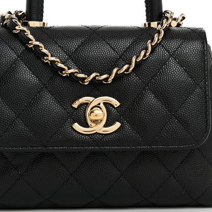 Chanel Caviar Quilted Coco Handle Clutch With Chain Black 8 of 10