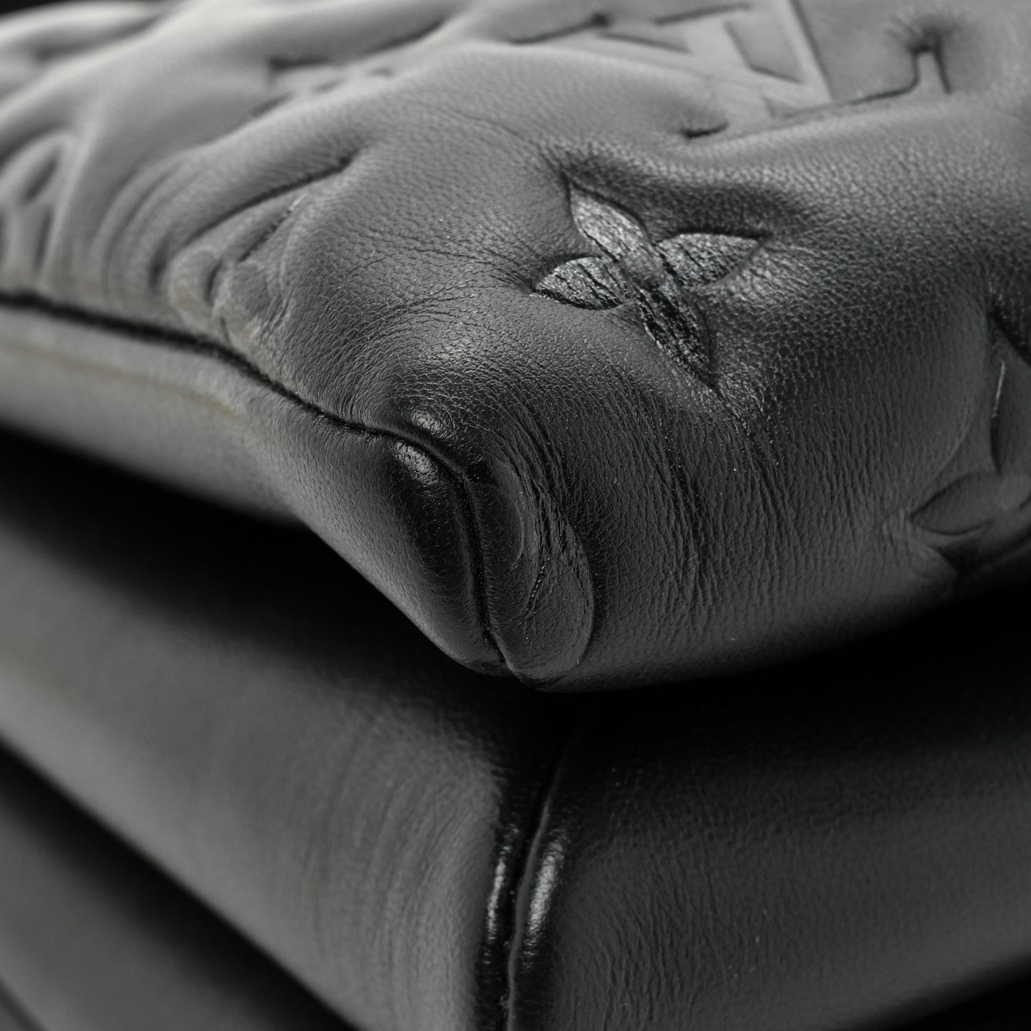 Lambskin Embossed Monogram Coussin PM Black