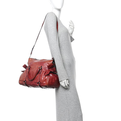 Miu Miu Vitello Lux Medium Bow Bag Amarena 2 of 14