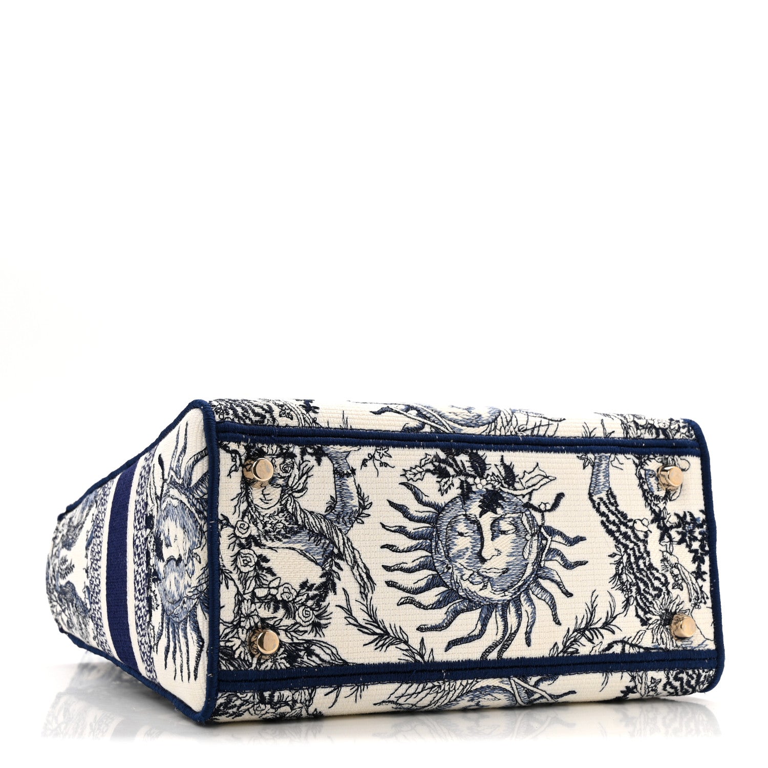 Christian Dior Canvas Embroidered Toile De Jouy Soleil Medium Lady D-Lite Blue 3 of 11