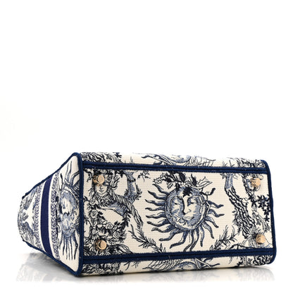 Christian Dior Canvas Embroidered Toile De Jouy Soleil Medium Lady D-Lite Blue 3 of 11