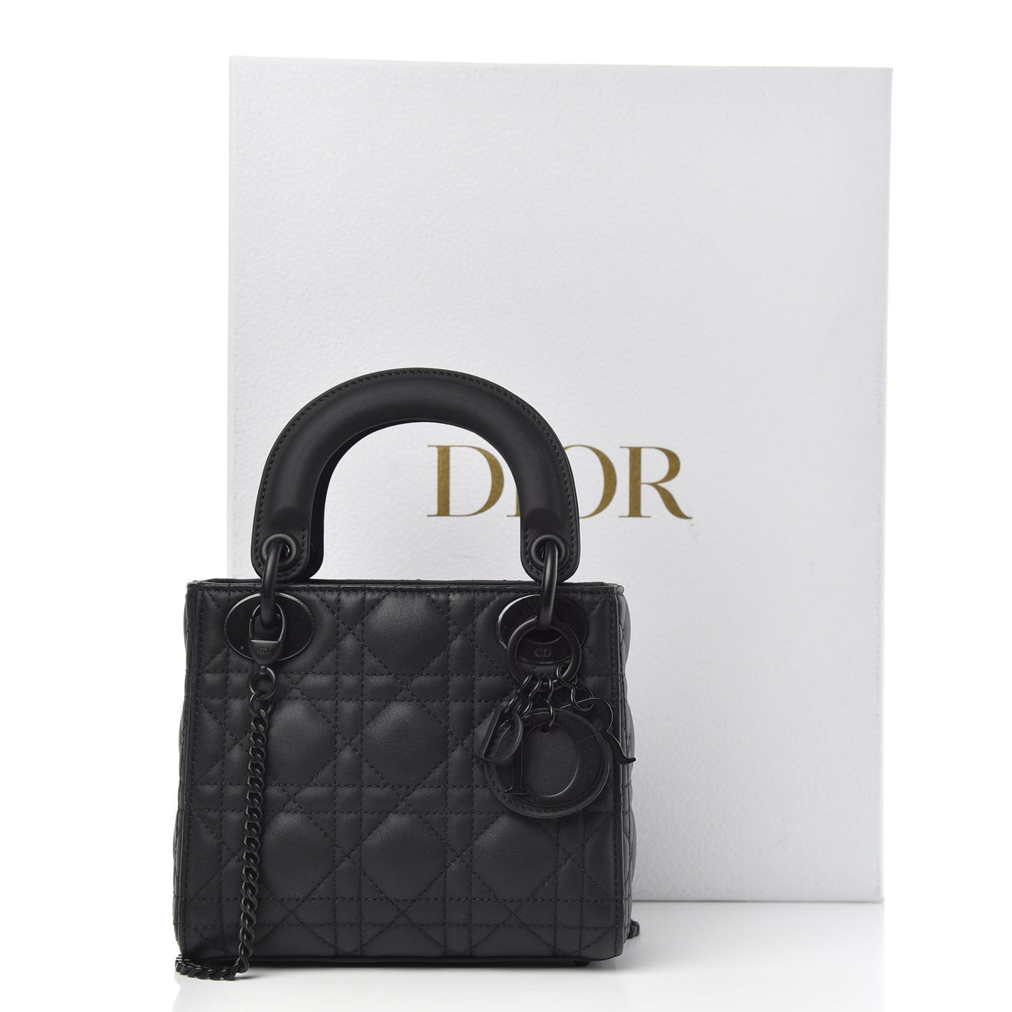 Ultra Matte Calfskin Cannage Mini Lady Dior Black