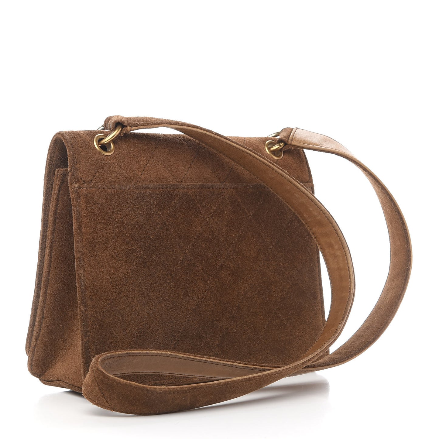 Suede Stitched Shoulder Bag Brown
