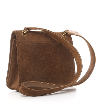 Chanel Suede Stitched Shoulder Bag Brown 3 of 12