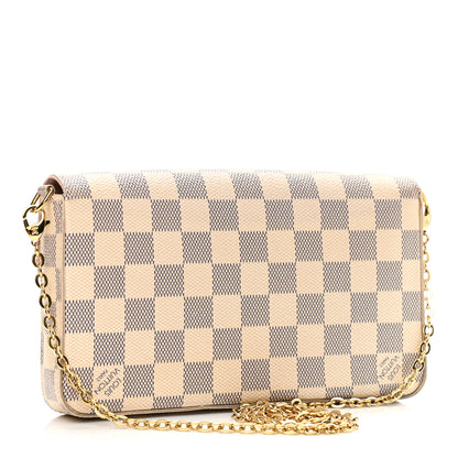 Louis Vuitton Damier Azur Pochette Felicie Chain Wallet Rose Ballerine 4 of 12