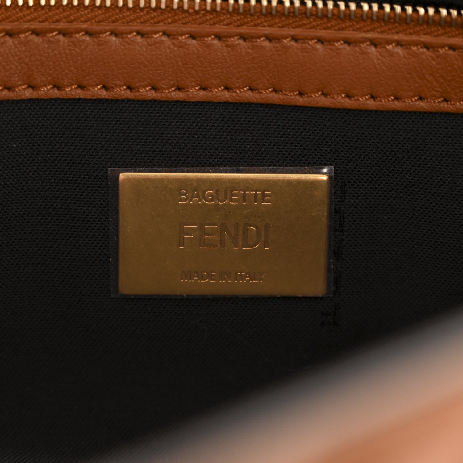 Fendi Nappa FF 1974 Embossed Baguette Brandy 6 of 12