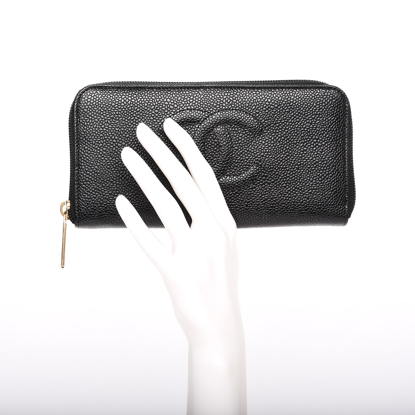 Caviar Timeless CC Large Gusset Zip Around Wallet Black