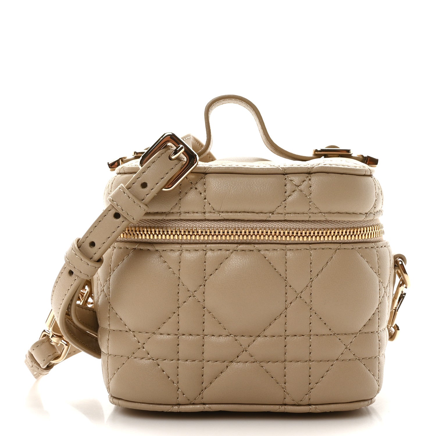 Christian Dior Lambskin Cannage Micro Lady Dior Vanity Case Beige 1 of 9