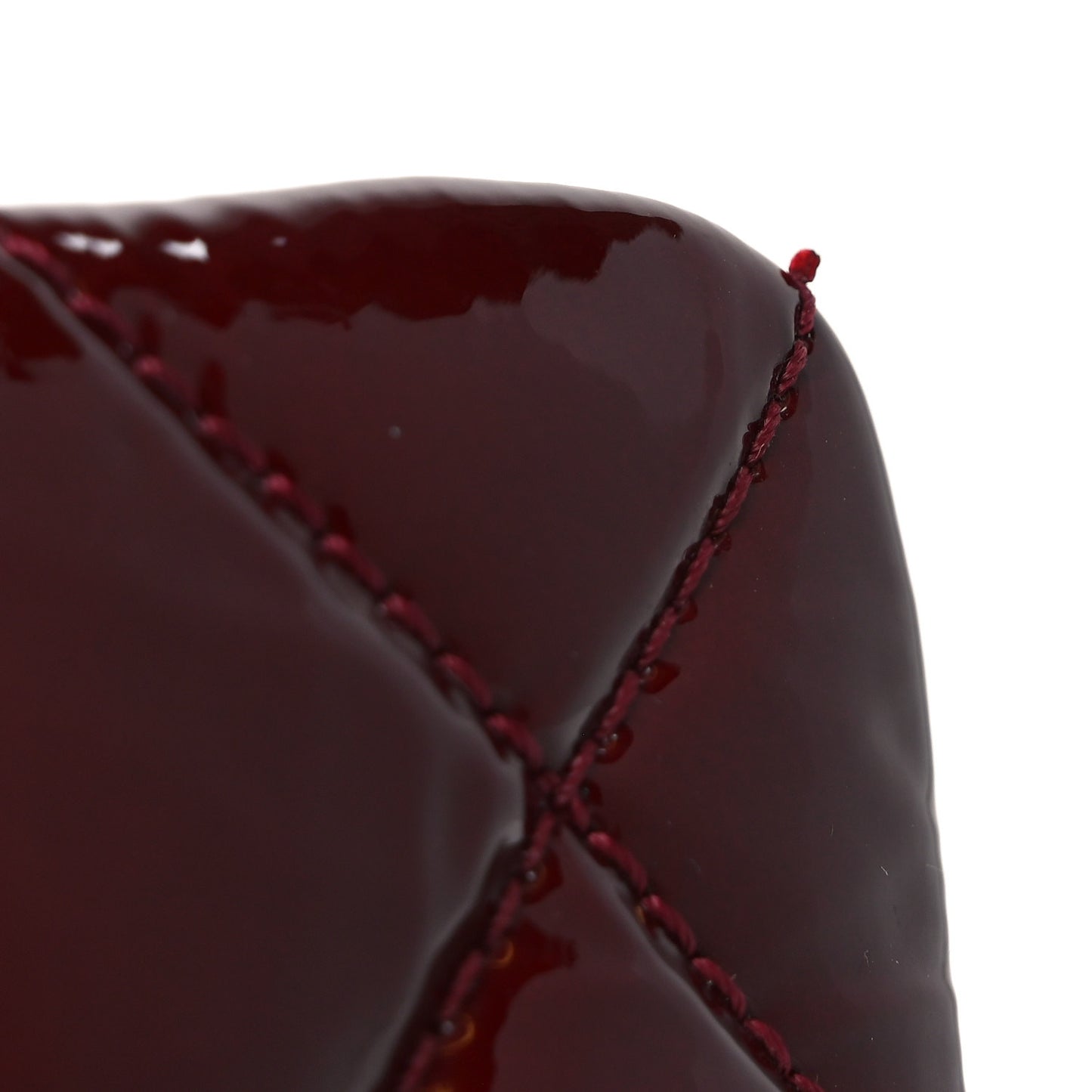 Patent Goatskin Quilted Small CC Eyelet Tote Burgundy