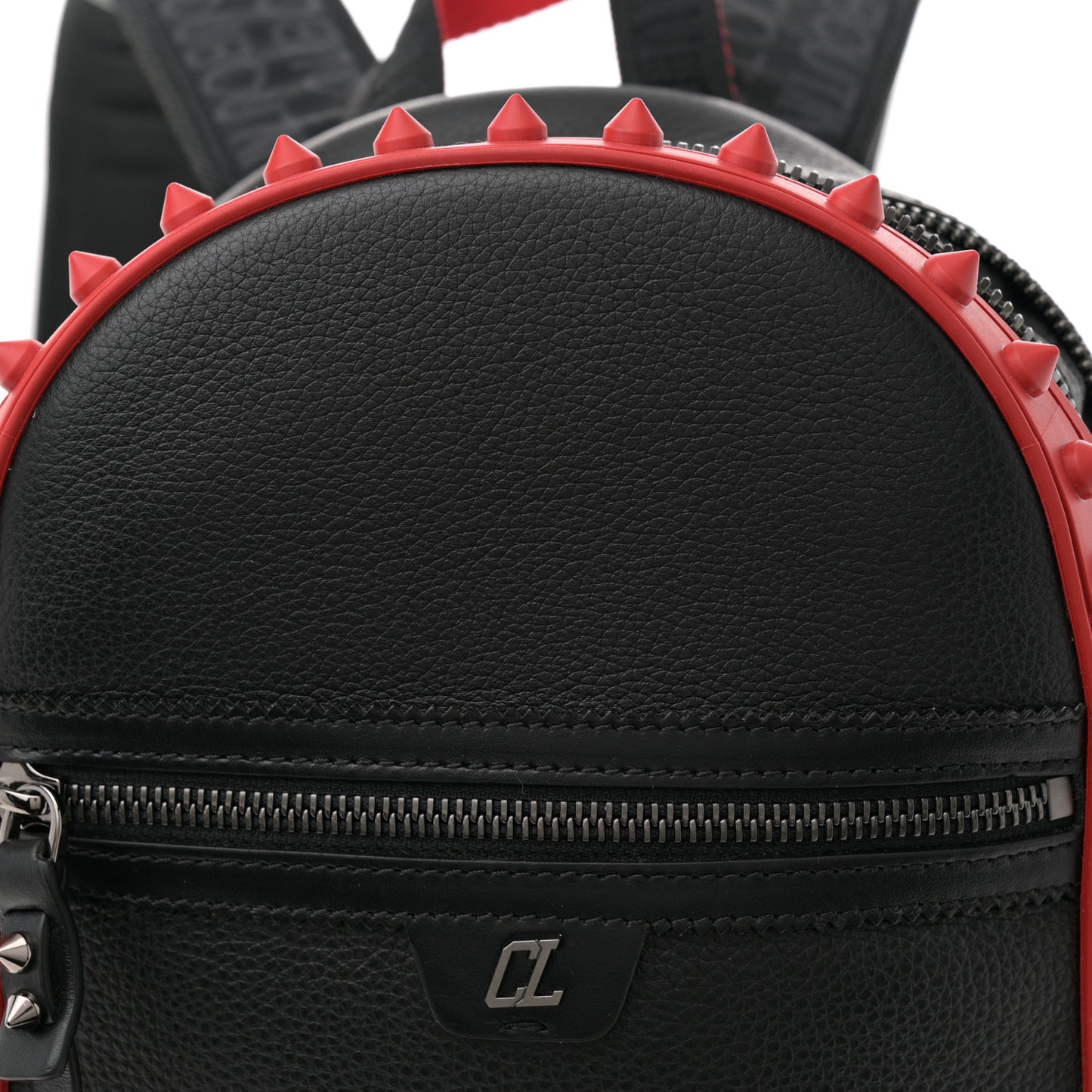 Calfskin Nylon Backparis Spiked Backpack Black