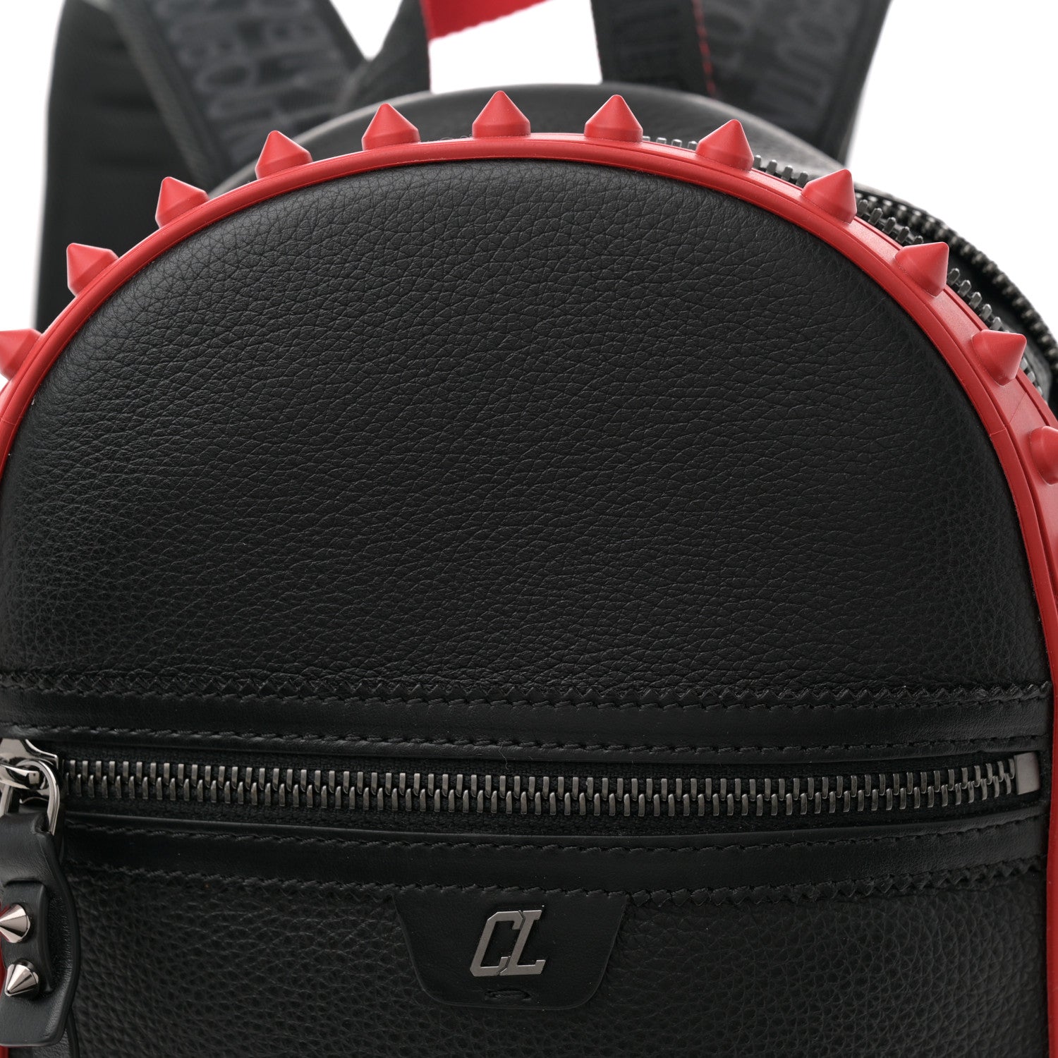 Christian Louboutin Calfskin Nylon Backparis Spiked Backpack Black 7 of 9