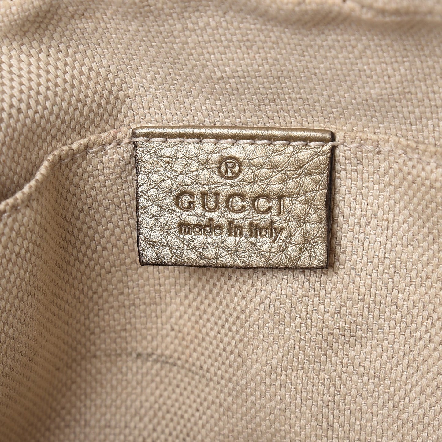 Metallic Pebbled Calfskin Small Soho Disco Bag Golden Beige