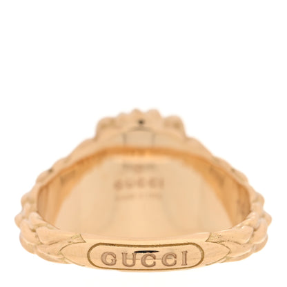 Gucci 18K Yellow Gold Diamond Fire Opal Lion Head Ring 54 6.75 3 of 4