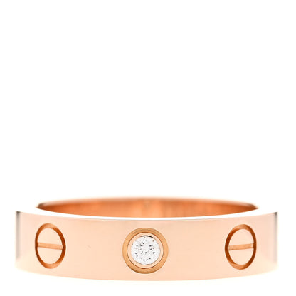 Cartier 18K Pink Gold Diamond 4mm LOVE Wedding Band Ring 46 3.75 1 of 4
