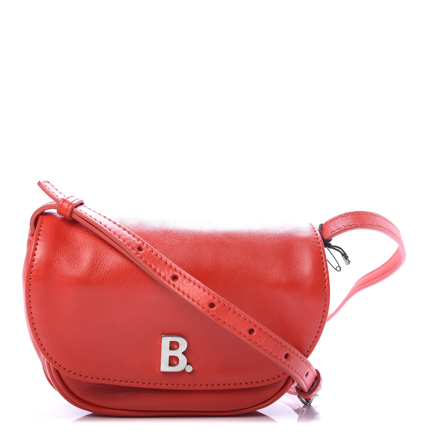 Balenciaga Calfskin Soft B Round Crossbody Bag XS Vivid Red 1 of 9