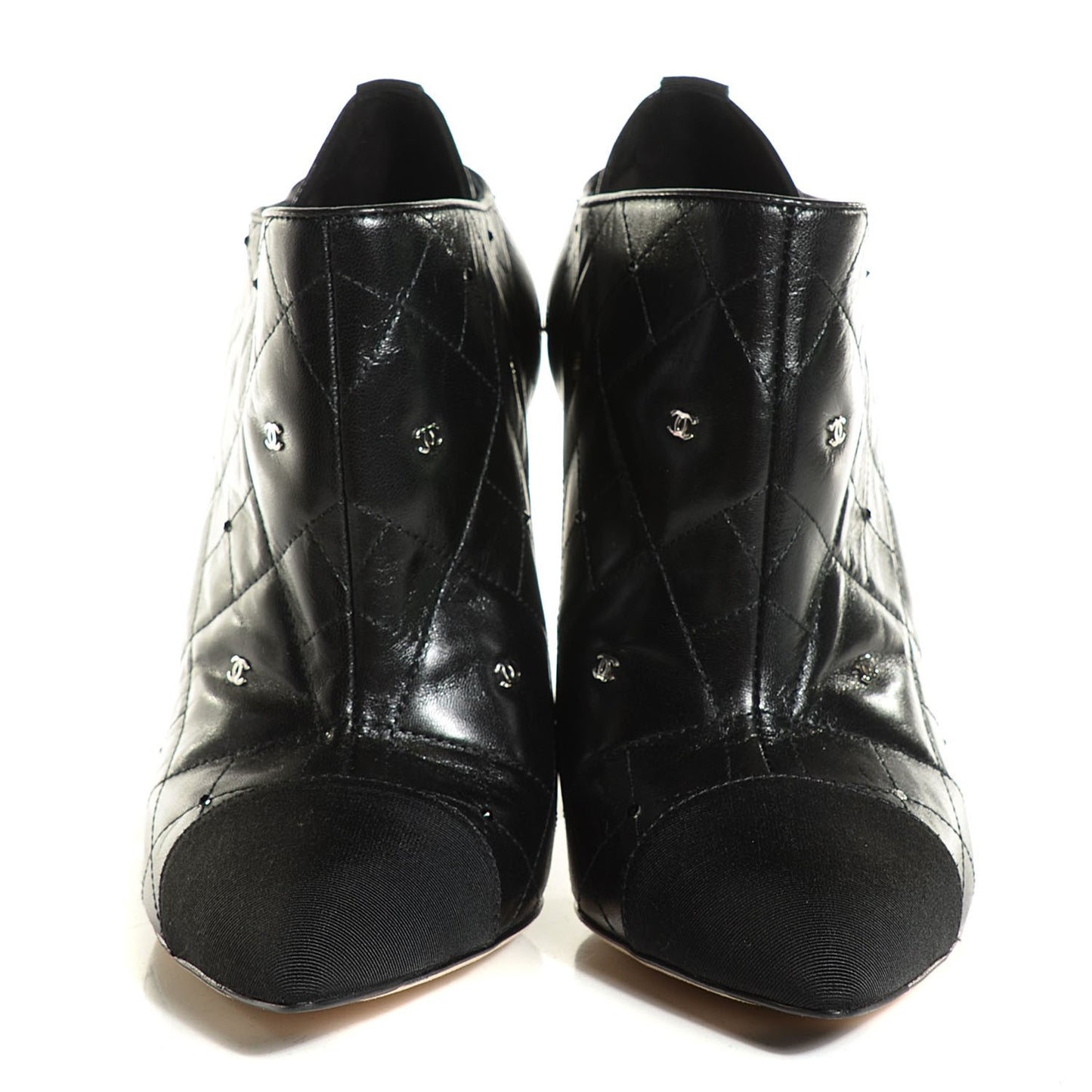 Lambskin Quilted CC Cap Toe Booties 39 Black