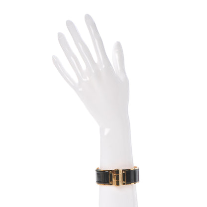 Hermes Enamel Charniere Uni Wide Hinged Bracelet M Black 2 of 6