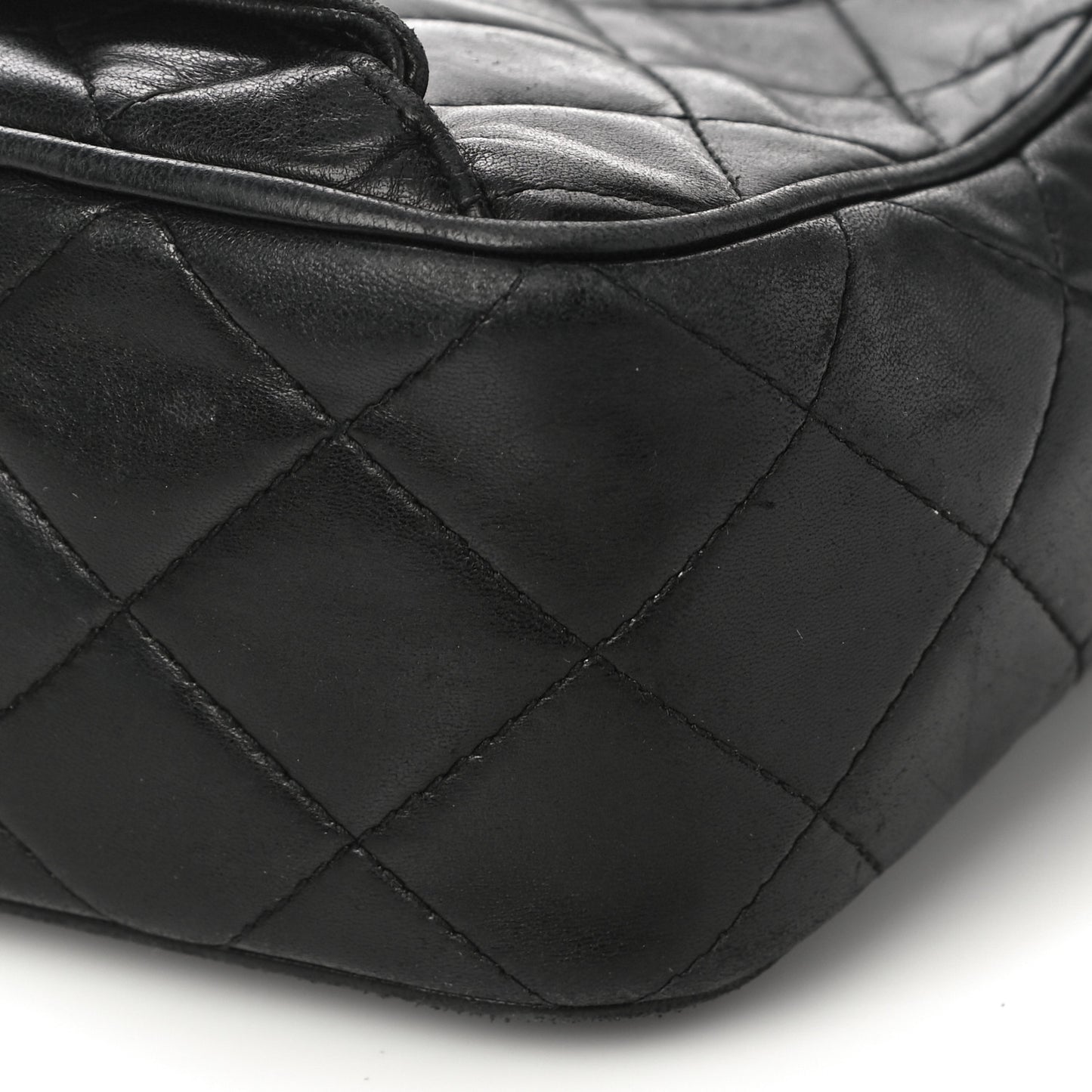 Lambskin Quilted Tassel Camera Case Black