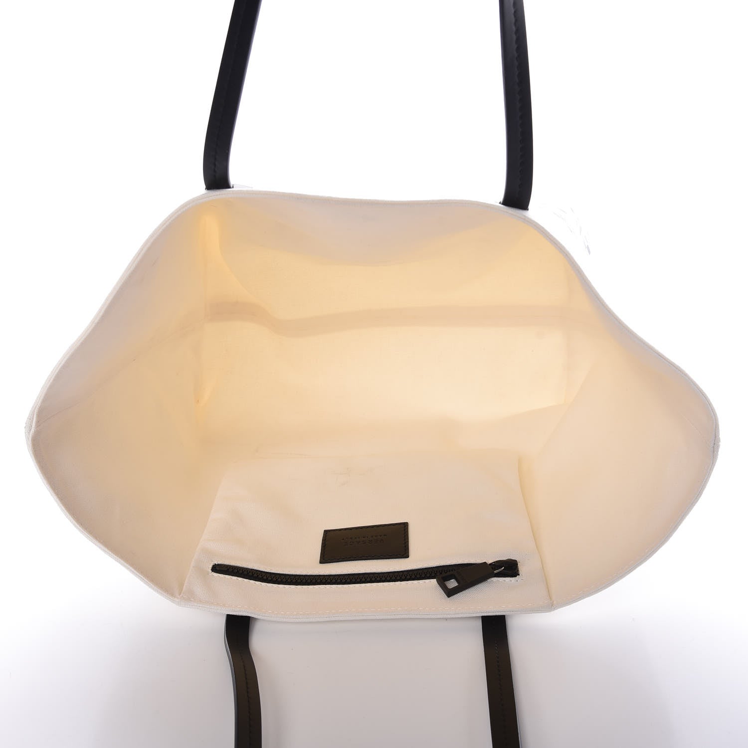 Versace Canvas Logo Tote Black White 5 of 10