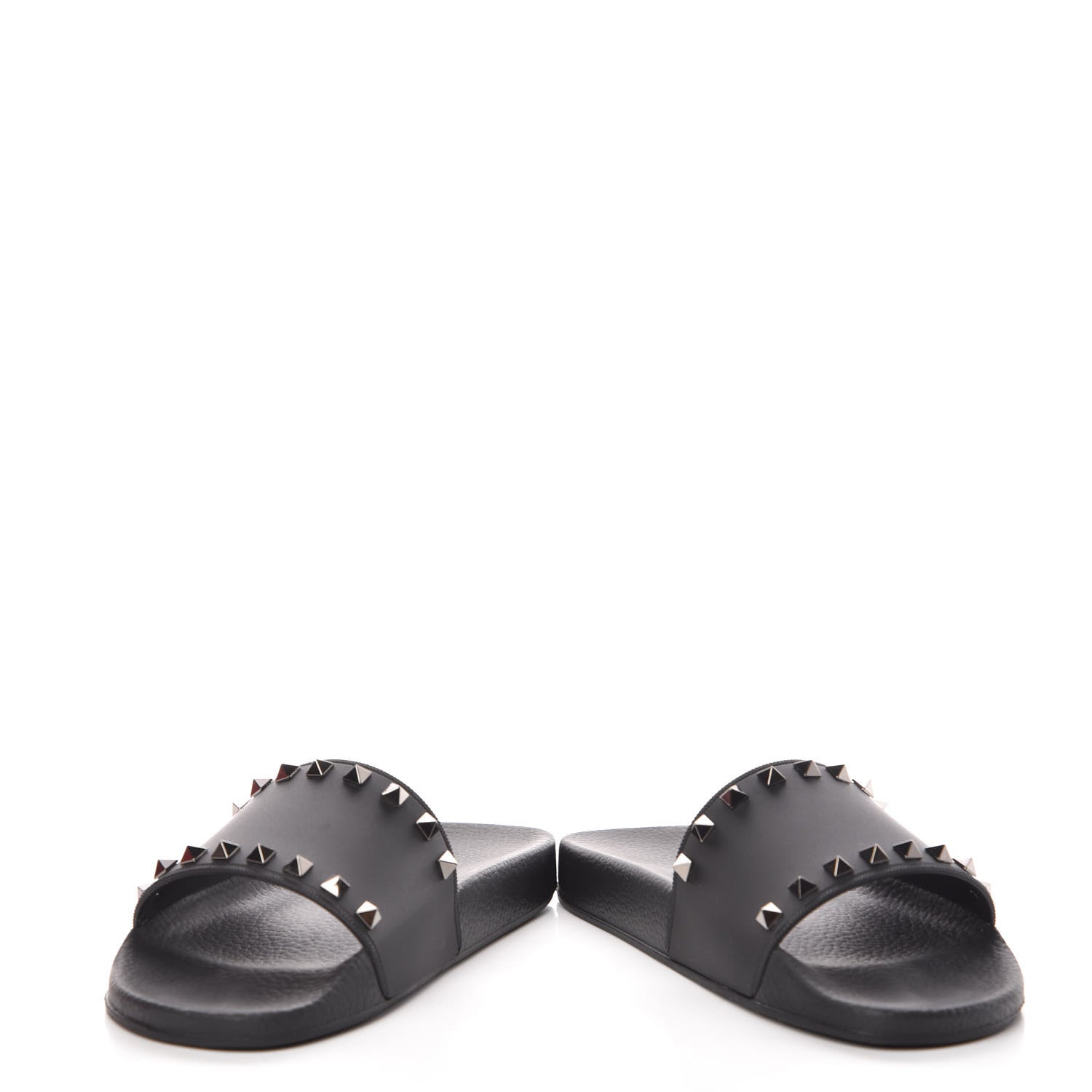 Valentino Garavani Rubber Rockstud Slide Sandals 39 Black 5 of 9