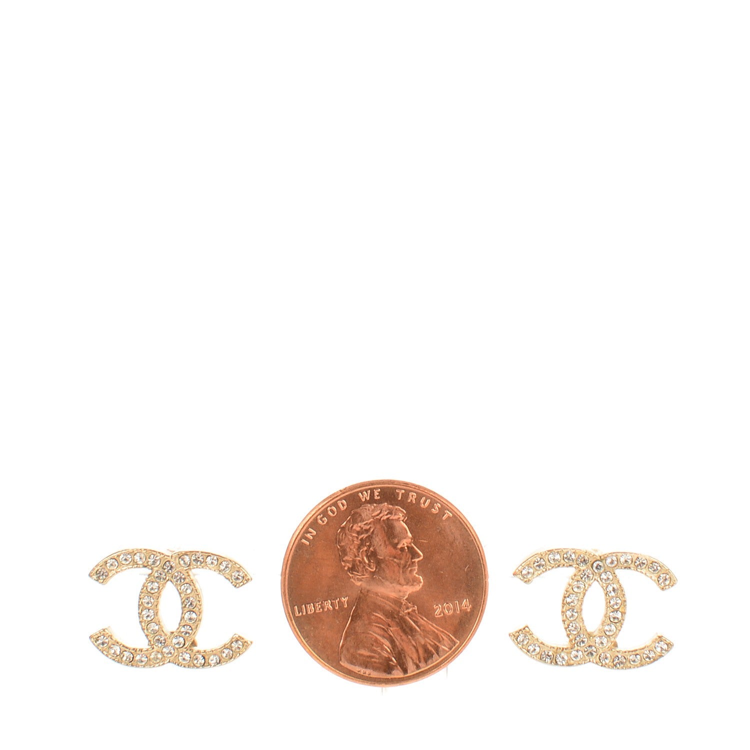 Chanel Crystal CC Earrings Light Gold 2 of 5