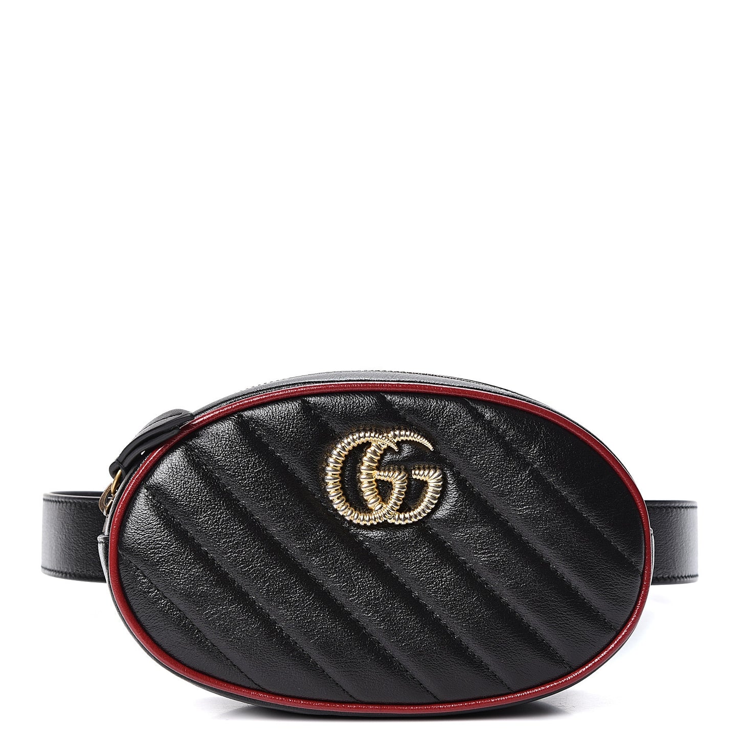 Azalea Calfskin Matelasse Diagonal Torchon GG Marmont Belt Bag 75 30 Black Romantic Cerise