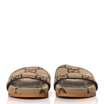 Gucci Monogram Jumbo GG Mens Slide Sandals 6 Camel Ebony 2 of 8