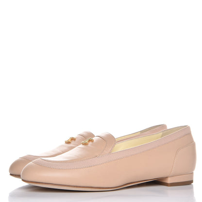 Chanel Lambskin CC Moccasin Loafers 37.5 Beige 2 of 10