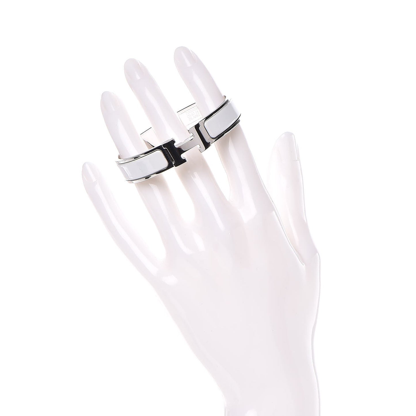 Enamel Narrow Clic Clac H Bracelet PM White