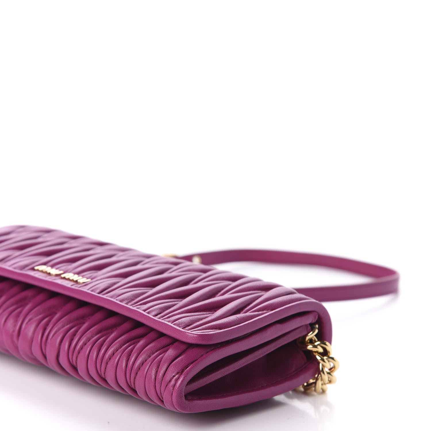 Miu Miu Nappa Matelasse Wallet On Chain Fuxia 7 of 9