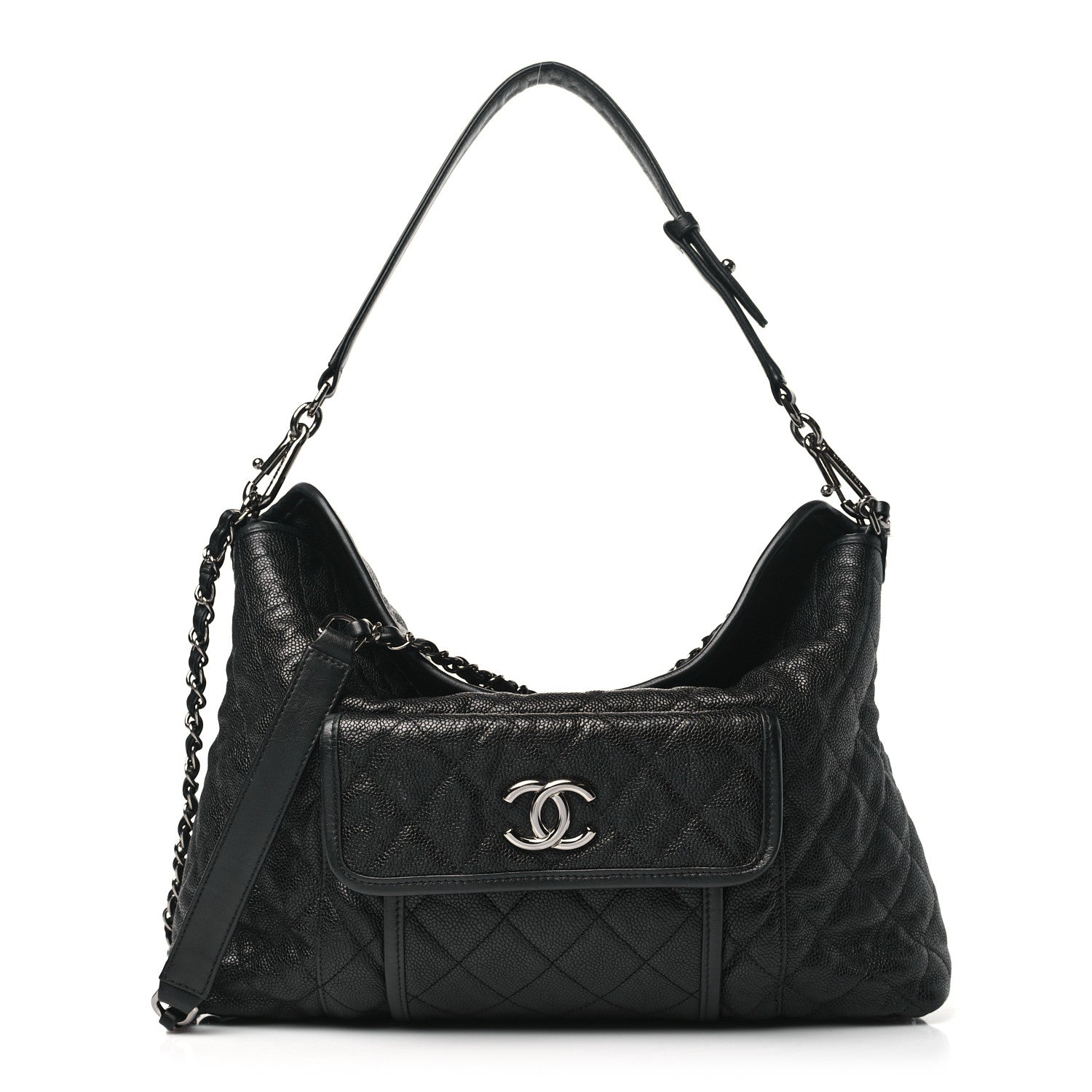 Chanel Caviar Quilted French Riviera Hobo Black 1 of 12