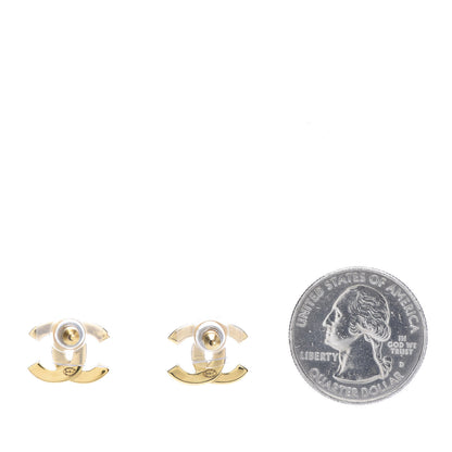 Chanel Metal CC Paris Button Stud Earrings Gold 2 of 5