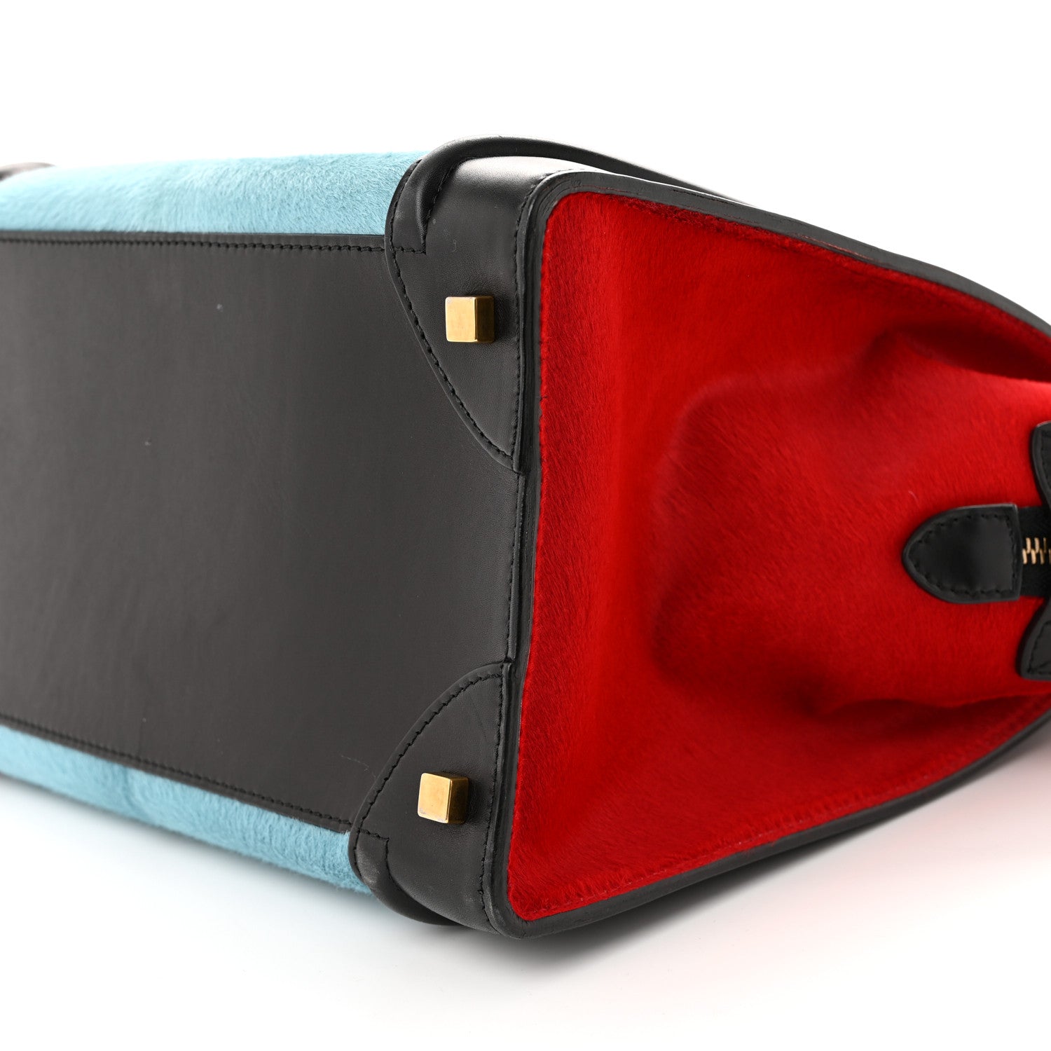 Celine Pony Hair Mini Tri-Color Luggage Glacier Red Black 9 of 9