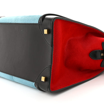 Celine Pony Hair Mini Tri-Color Luggage Glacier Red Black 9 of 9
