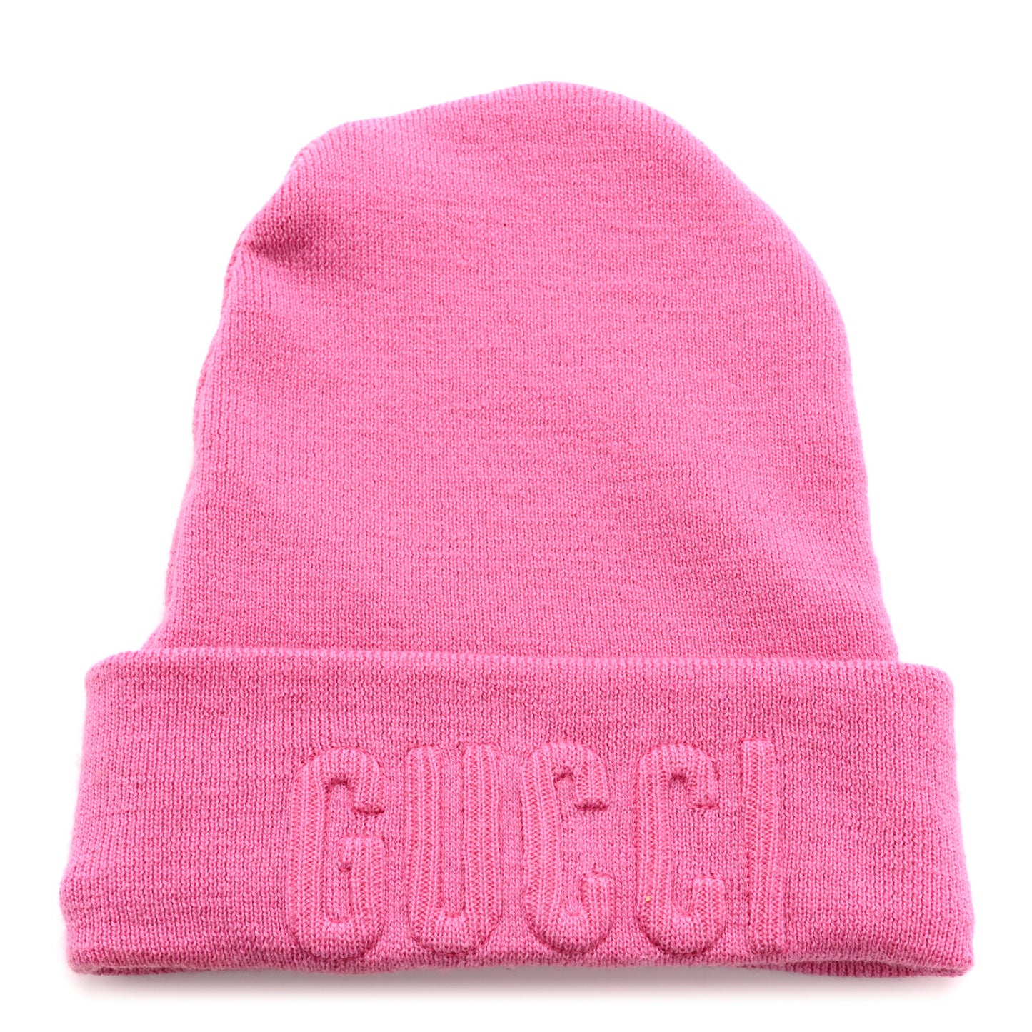 Wool Knit Logo Embroidered Beanie Hat M Pink