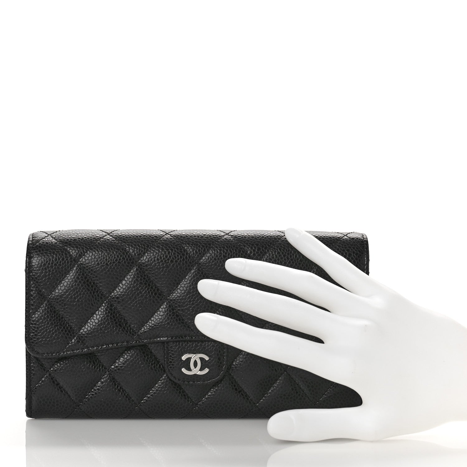 Chanel Caviar Quilted Long Flap Wallet Black 2 of 9