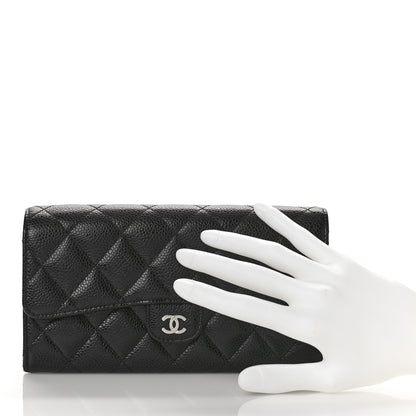 Chanel Caviar Quilted Long Flap Wallet Black 2 of 9
