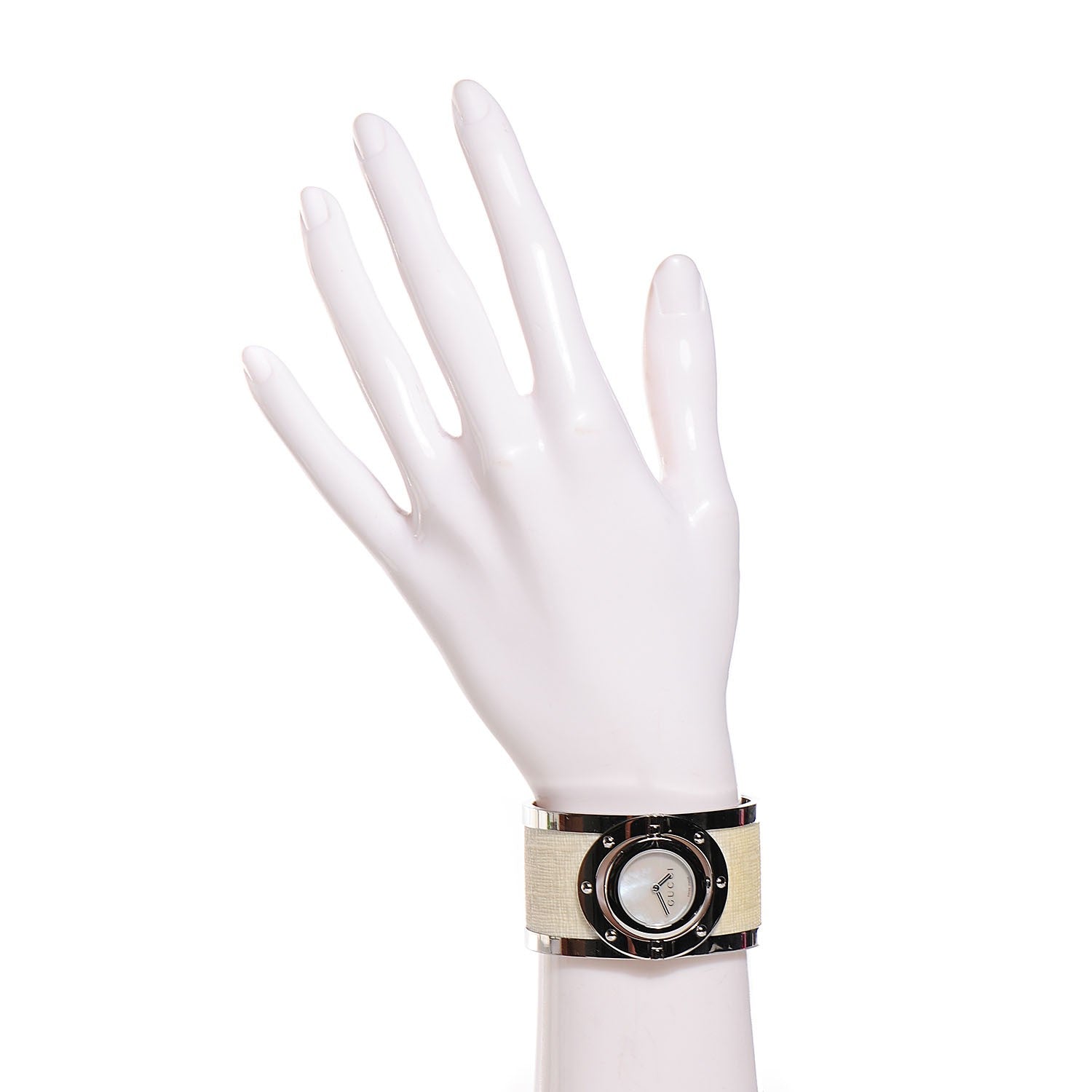 Gucci Stainless Steel Canvas Mother of Pearl 33mm Twirl Quartz Watch 2 of 8
