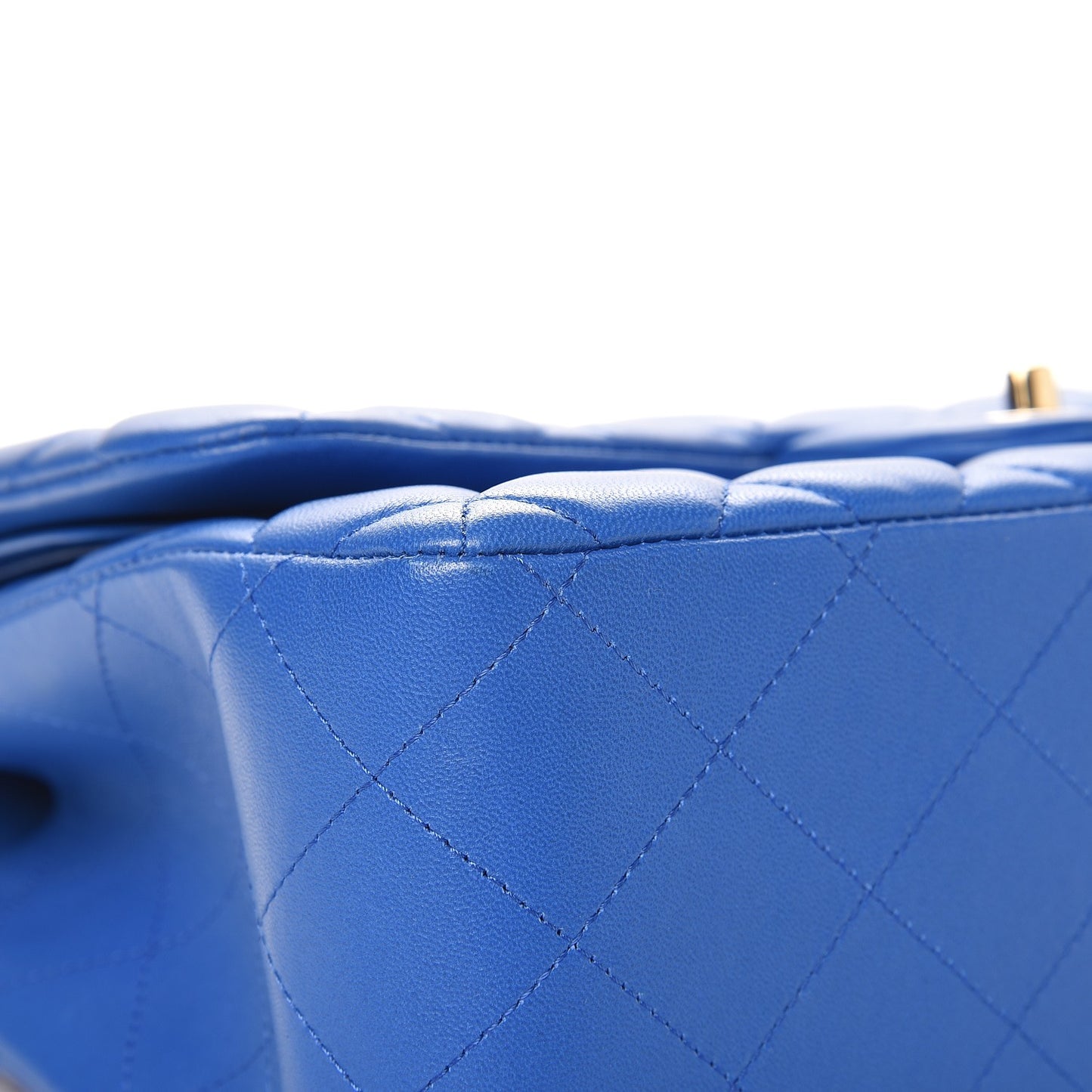 Lambskin Quilted Jumbo Double Flap Blue