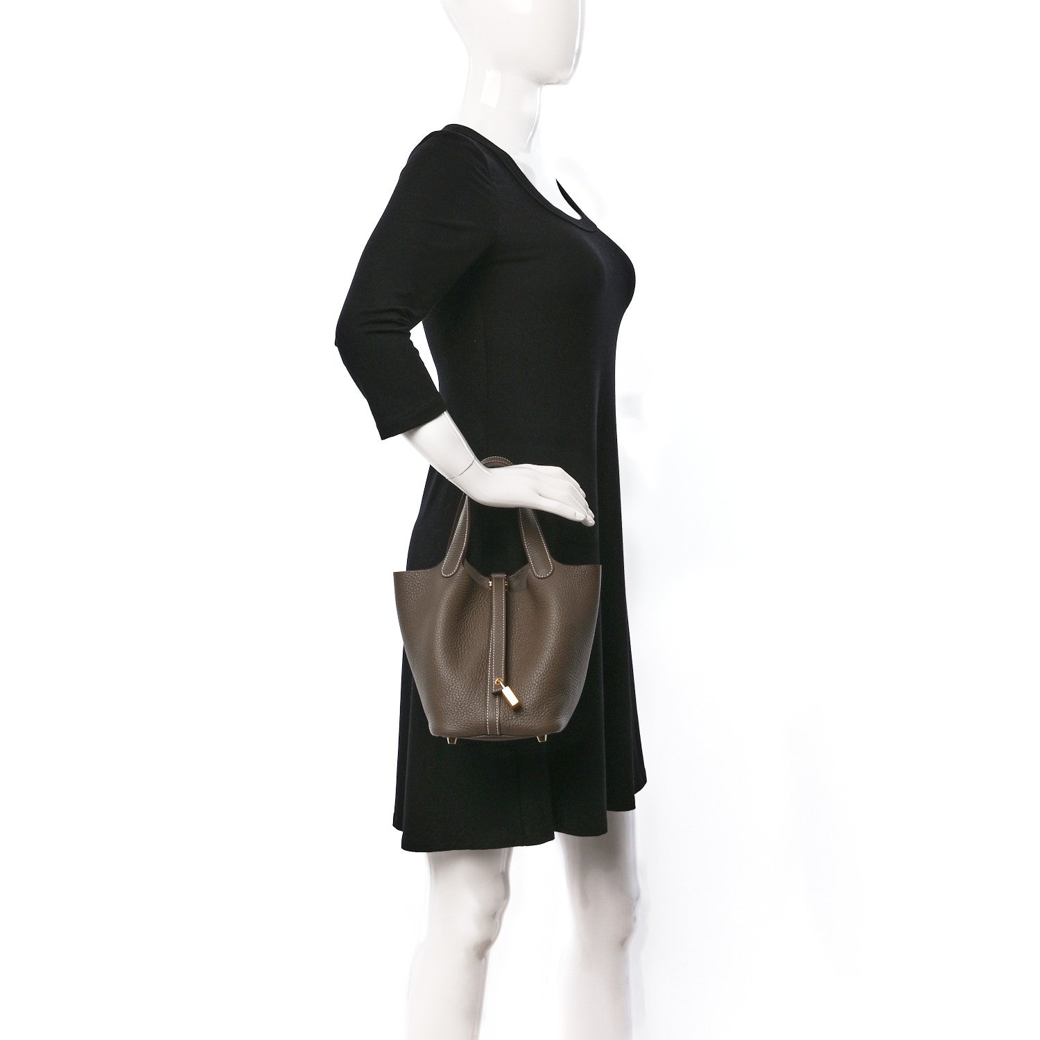 Hermes Taurillon Clemence Picotin Lock 18 PM Etoupe 2 of 10