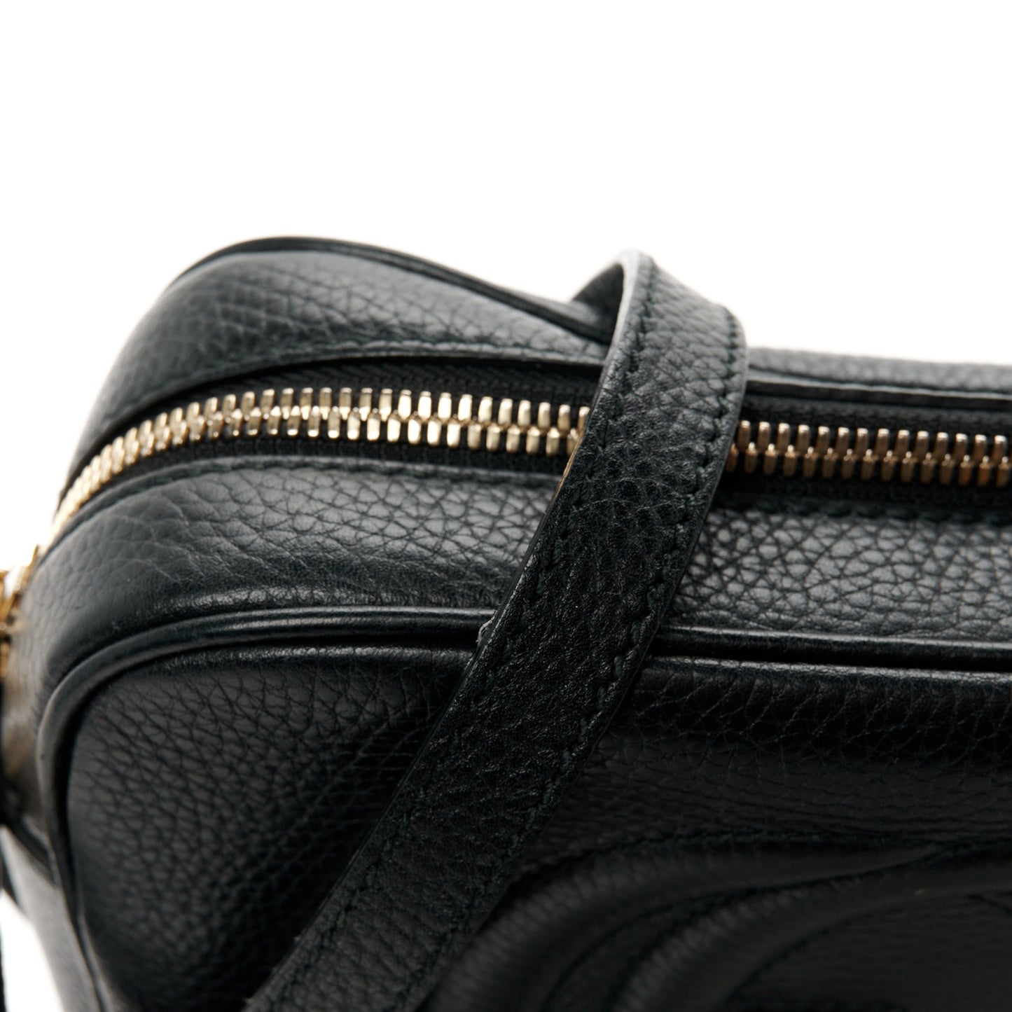 Pebbled Calfskin Small Soho Disco Bag Black