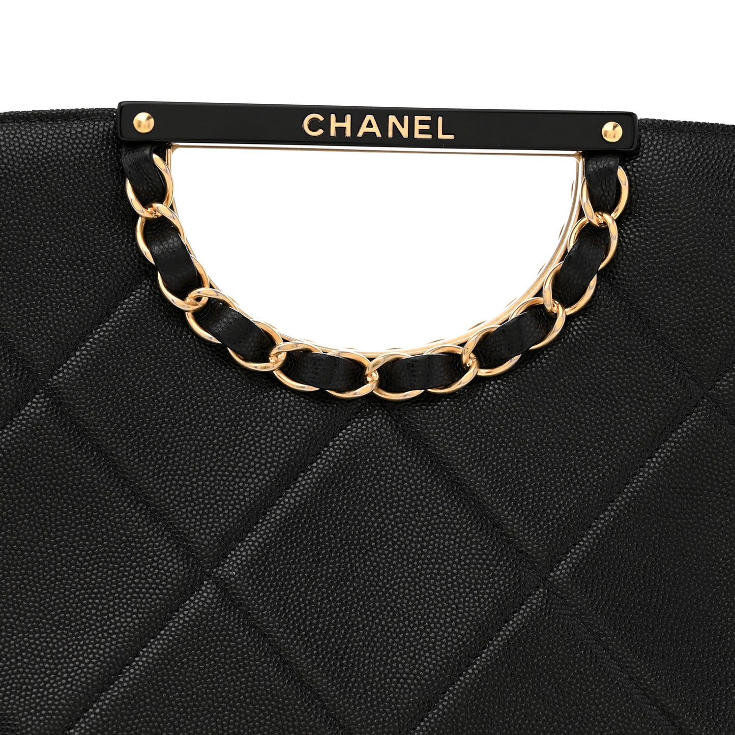 Caviar Quilted A Real Catch Clutch Black
