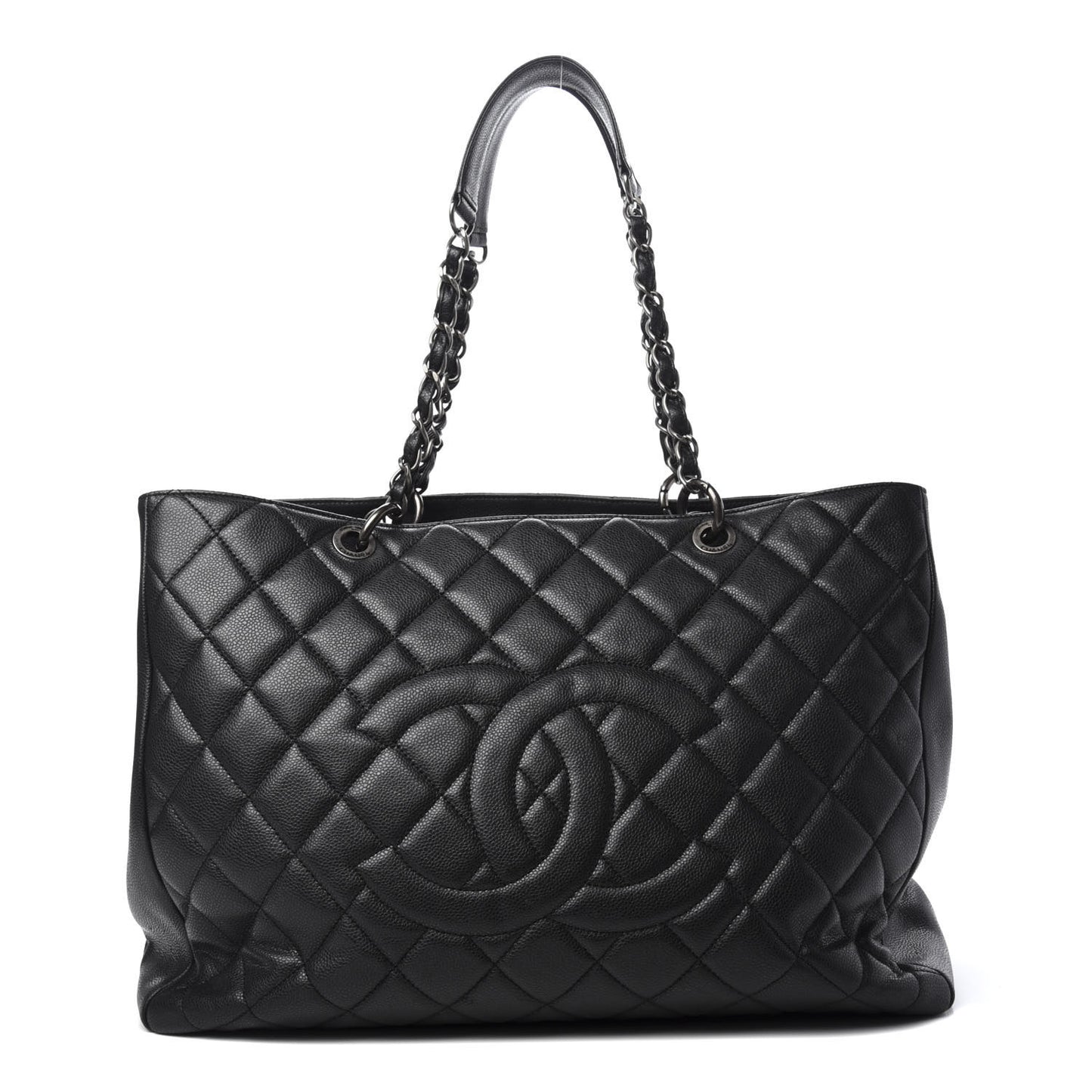 Caviar Quilted XXL Grand Shopping Tote GST Dark Grey