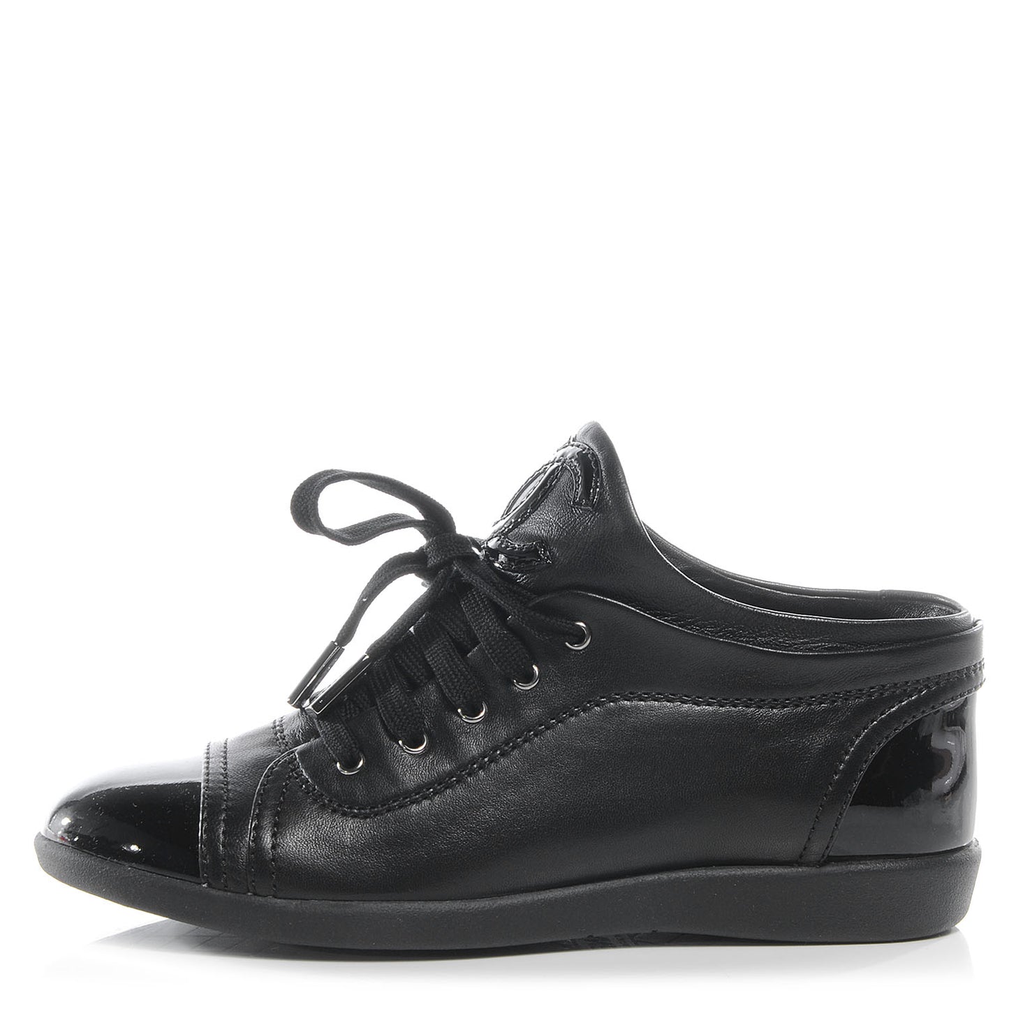 Leather Patent Cap Toe CC Sneakers Black 36.5