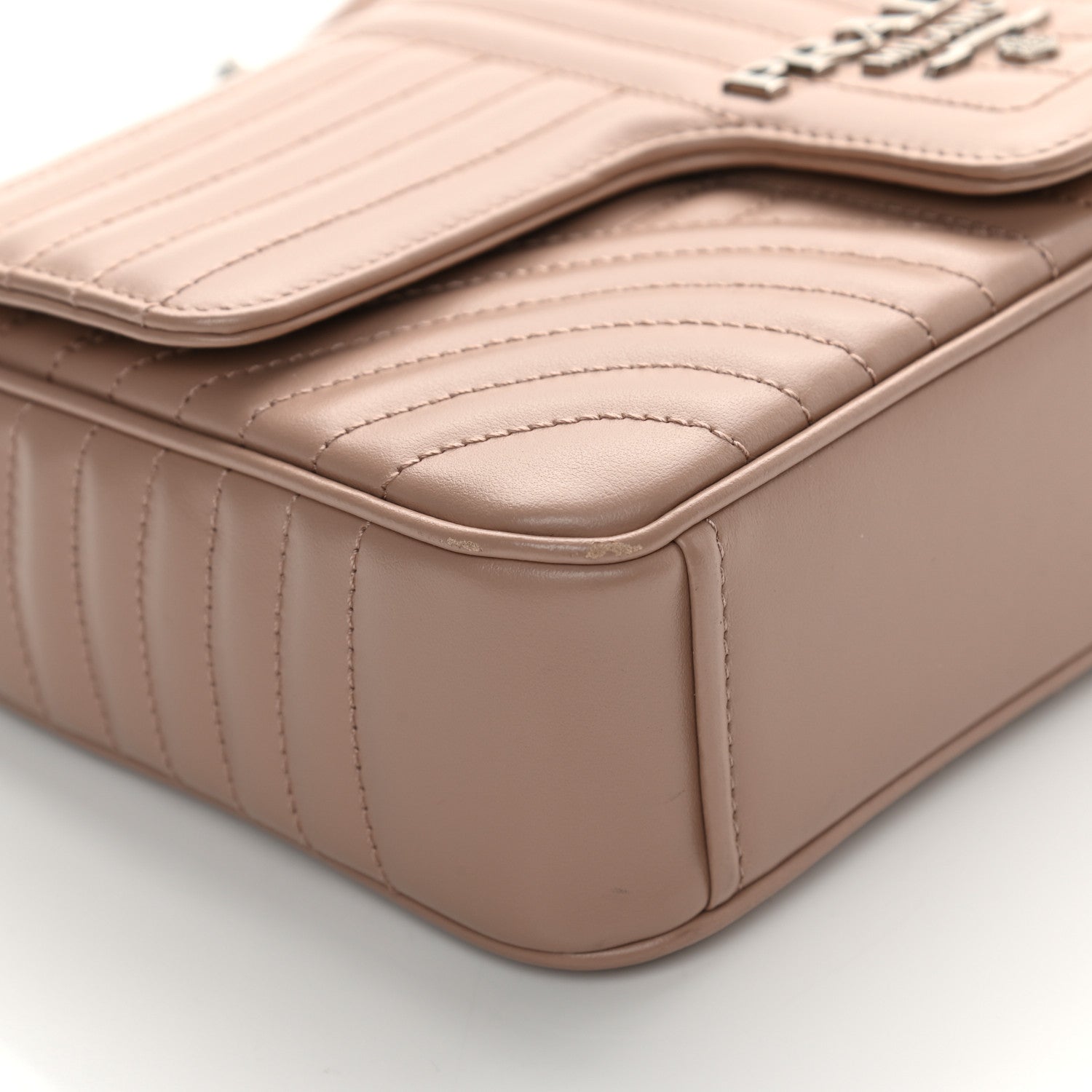 Prada Soft Calfskin Impunture Diagramme Medium Chain Flap Shoulder Bag Cipria 9 of 13