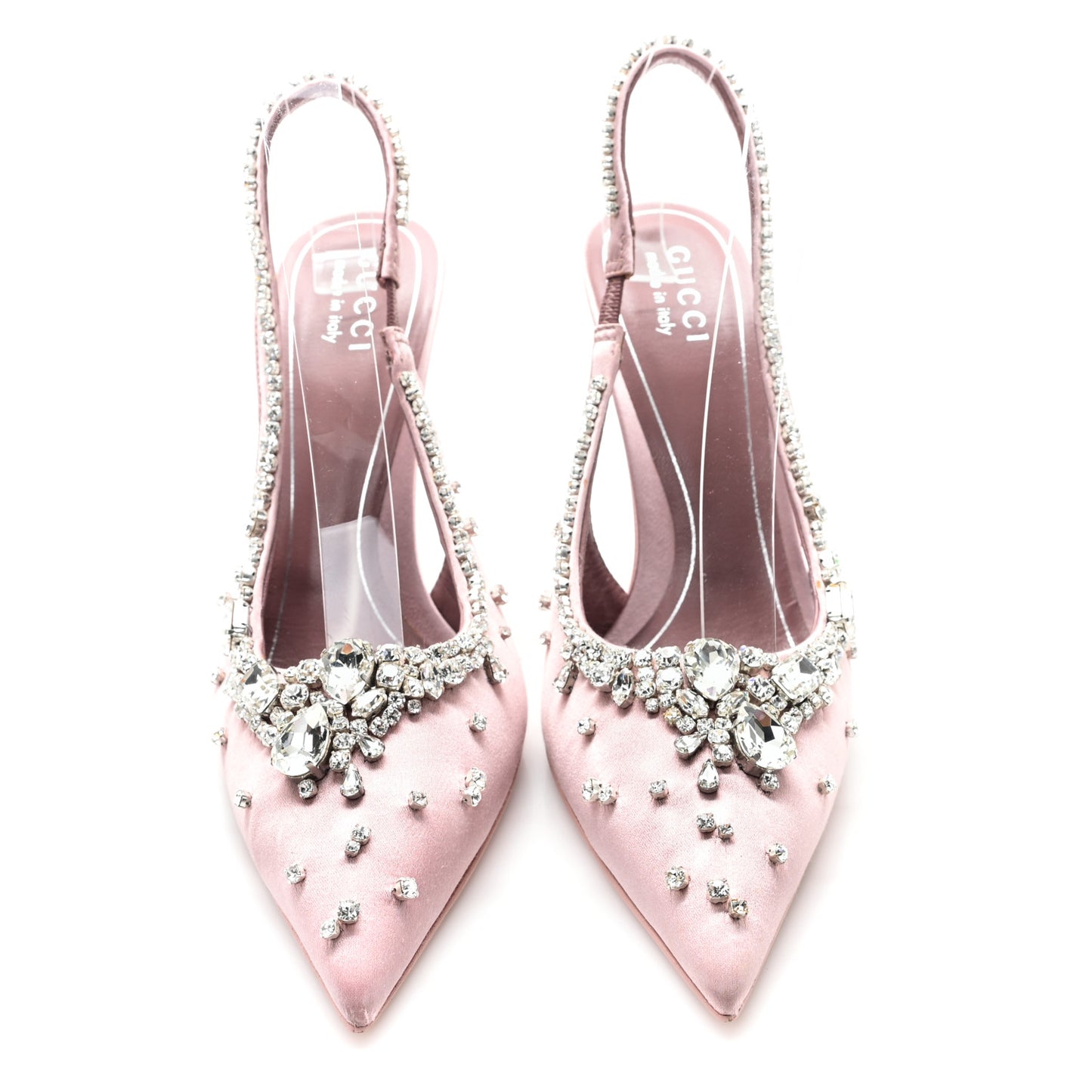 Satin Crystal Talia 105 Slingback Pumps 37.5 Stone Pink