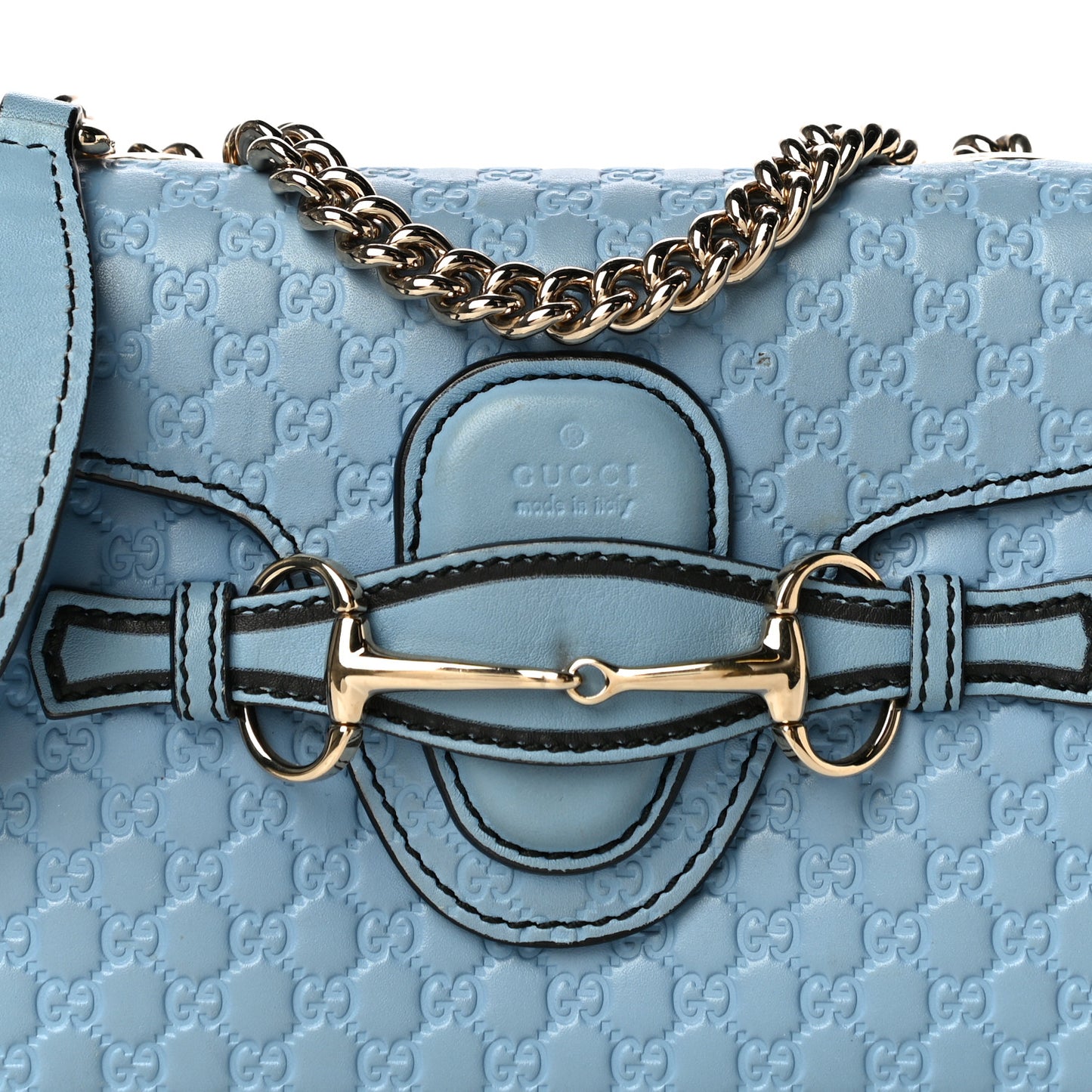 Soft Microguccissima Mini Emily Chain Shoulder Bag Mineral Blue